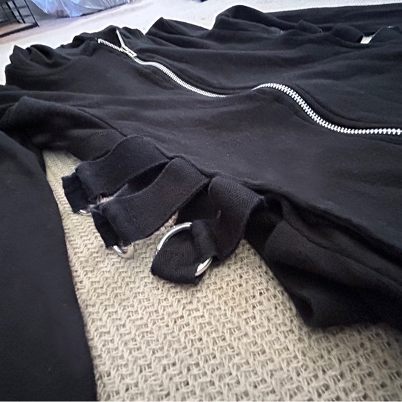 Vintage Y2K Tripp NYC Black Royal Bones Cut Out Zip Up Hoodie - Picture 9 of 15